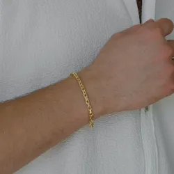 Bnh anker facet armbånd i forgyldt sølv 18,5 cm x 4,0 mm
