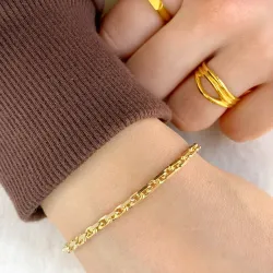 Bnh anker facet armbånd i forgyldt sølv 21 cm x 3,0 mm