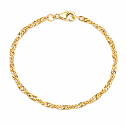 BNH singaporearmbånd i forgyldt sølv 21 cm x 2,3 mm