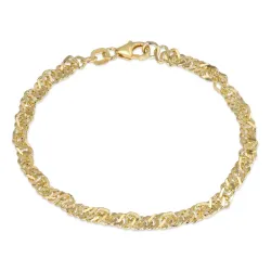 BNH singaporearmbånd i forgyldt sølv 17 cm x 3,5 mm