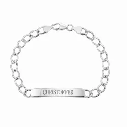 armbånd med navn i sølv og sølv med 1 facetslebne zirkoner - My Letter