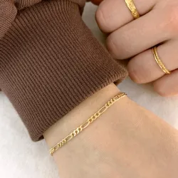 Figaroarmbånd i 14 karat guld 21 cm x 2,8 mm