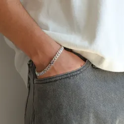BNH panserarmbånd i sølv 23 cm x 6,6 mm