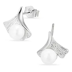 blomster perle øreringe i sølv