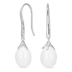 lange perle øreringe i sølv