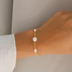 perle armbånd i forgyldt sølv  x 8-9 mm 