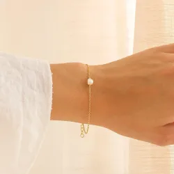 perle armbånd i forgyldt sølv