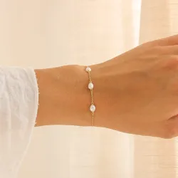 perle armbånd i forgyldt sølv