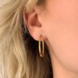 28 mm BNH ovale creoler i forgyldt sølv