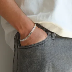 BNH panserarmbånd i sølv 21 cm x 6,0 mm