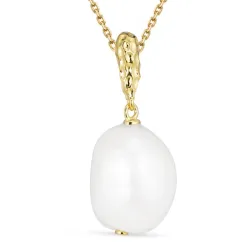 perle vedhæng med halskæde i forgyldt sølv