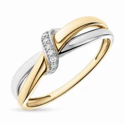 diamant ring i 14 karat guld.- og hvidguld 0,03 ct