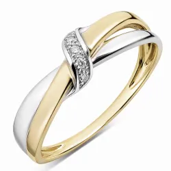 lab grown diamant ring i 9 karat guld.- og hvidguld 0,03 ct