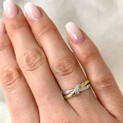 lab grown diamant ring i 9 karat guld.- og hvidguld 0,03 ct