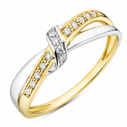 lab grown diamant ring i 9 karat guld.- og hvidguld 0,10 ct