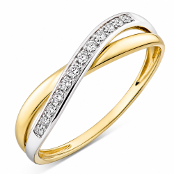 lab grown diamant ring i 9 karat guld.- og hvidguld 0,08 ct