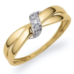 lab grown diamant ring i 9 karat guld.- og hvidguld 0,03 ct