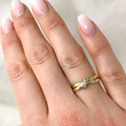 lab grown diamant ring i 9 karat guld.- og hvidguld 0,03 ct