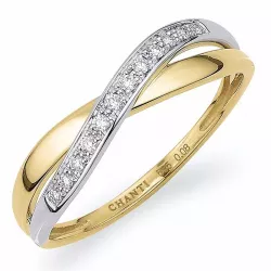 abstrakt diamant guld ring i 14 karat guld.- og hvidguld 0,08 ct