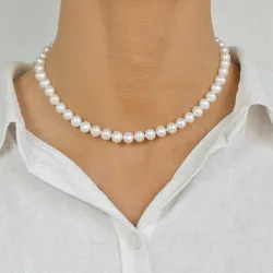 38 cm Perlehalskæde med ferskvandsperle.