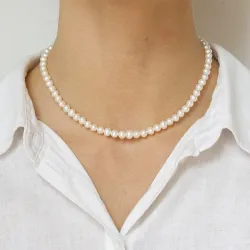 38 cm Perlehalskæde med ferskvandsperle.