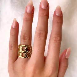 panzer ring i forgyldt sølv