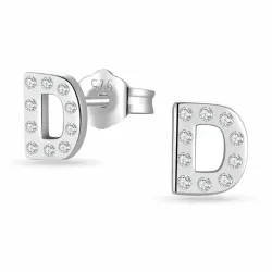 bogstav D zirkon ørestikker i sølv - My Letter