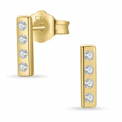 bogstav I zirkon ørestikker i forgyldt sølv - My Letter