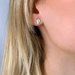 bogstav P zirkon ørestikker i sølv - My Letter