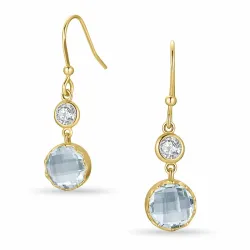 blå glas øreringe i forgyldt sølv