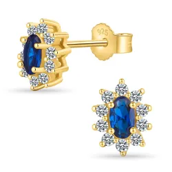 syntetisk spinel øreringe i forgyldt sølv