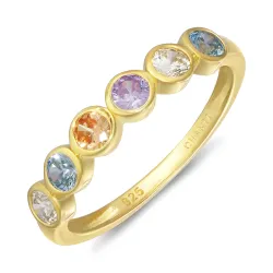 multifarvet zirkon ring i forgyldt sølv - Bubbly Twist