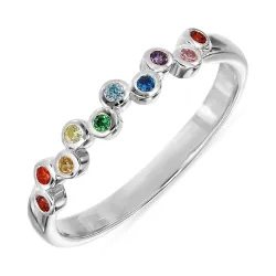 multifarvet zirkon ring i sølv - Bubbly Twist