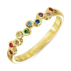 multifarvet zirkon ring i forgyldt sølv - Bubbly Twist