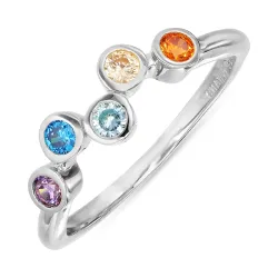 multifarvet zirkon ring i sølv - Bubbly Twist