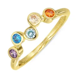 multifarvet zirkon ring i forgyldt sølv - Bubbly Twist