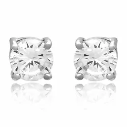 3 mm hvide zirkon øreringe i sølv