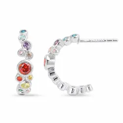 multifarvede halvcreoler i sølv - Bubbly Twist