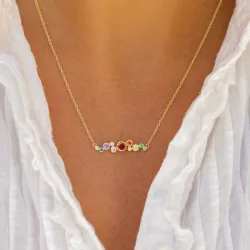 multifarvet halskæde i forgyldt sølv - Bubbly Twist