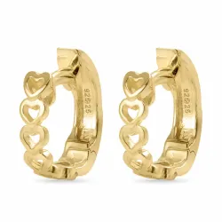 14 mm hjerte creoler i forgyldt sølv