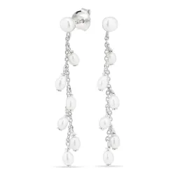 lange perle kæde øreringe i sølv