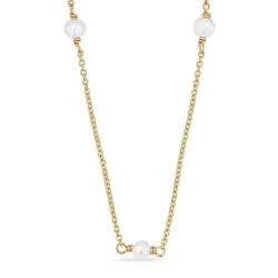 perle halskæde i forgyldt sølv