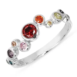 multifarvet zirkon ring i sølv - Bubbly Twist