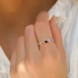 multifarvet zirkon ring i sølv - Bubbly Twist