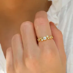 hvid zirkon ring i forgyldt sølv - Bubbly Sparkle