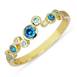 blå zirkon ring i forgyldt sølv - Bubbly Twist