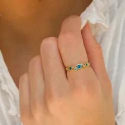 blå zirkon ring i forgyldt sølv - Bubbly Twist
