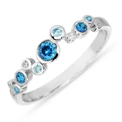blå zirkon ring i sølv - Bubbly Twist