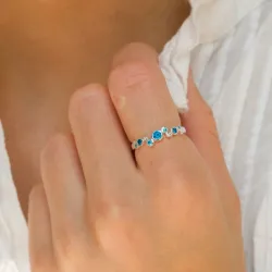 blå zirkon ring i sølv - Bubbly Twist