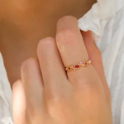 pink zirkon ring i forgyldt sølv - Bubbly Twist